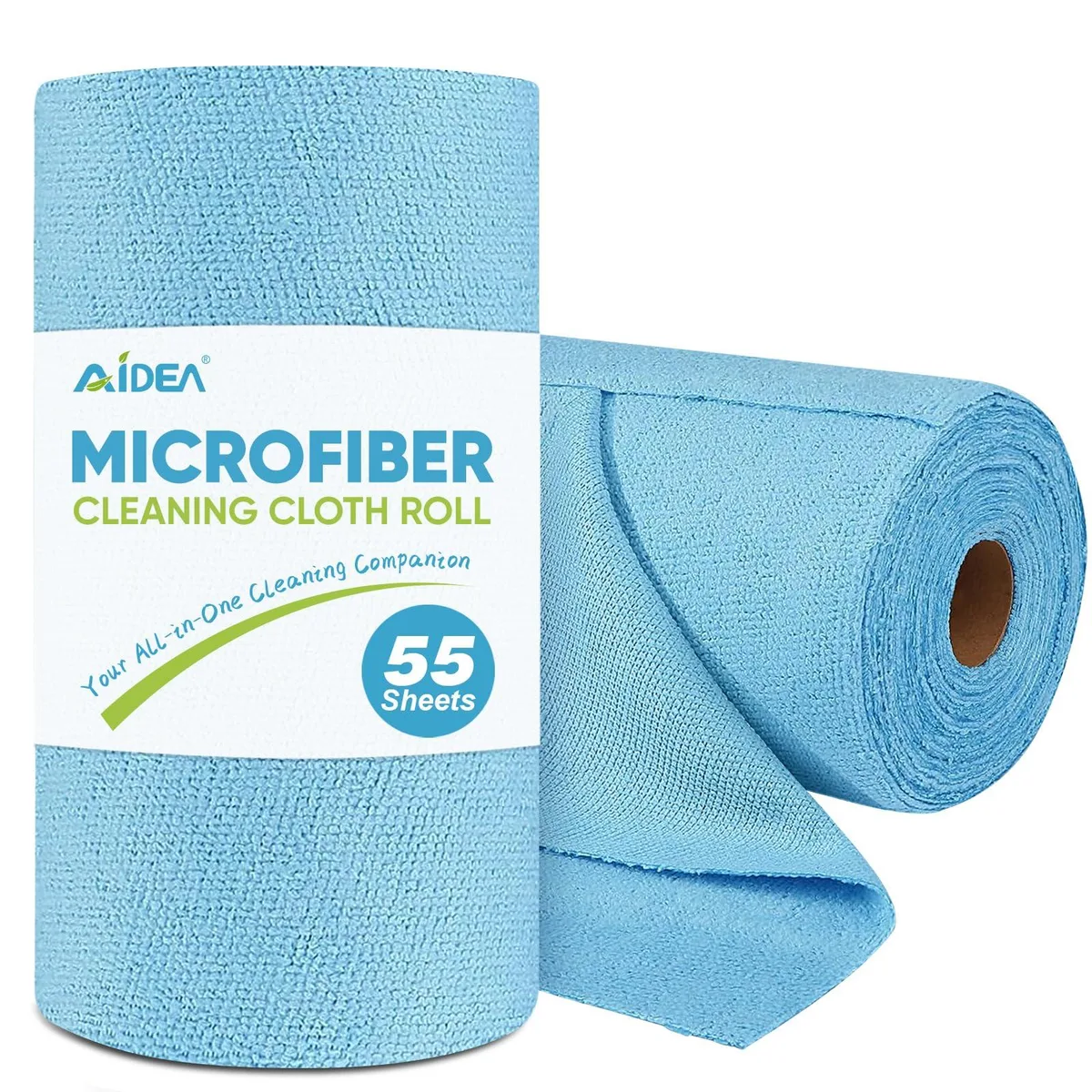 Blue microfiber cloth roll, 55 tear-off sheets 11×9 inches