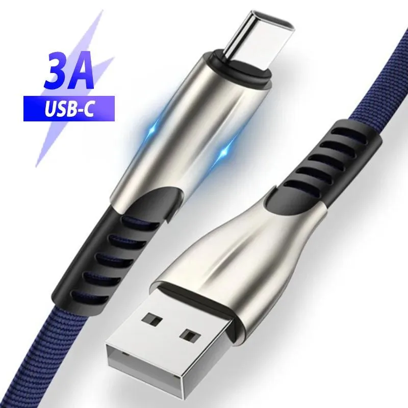 Black nylon-braided USB-C cable, 1.5 m, aluminium alloy connectors