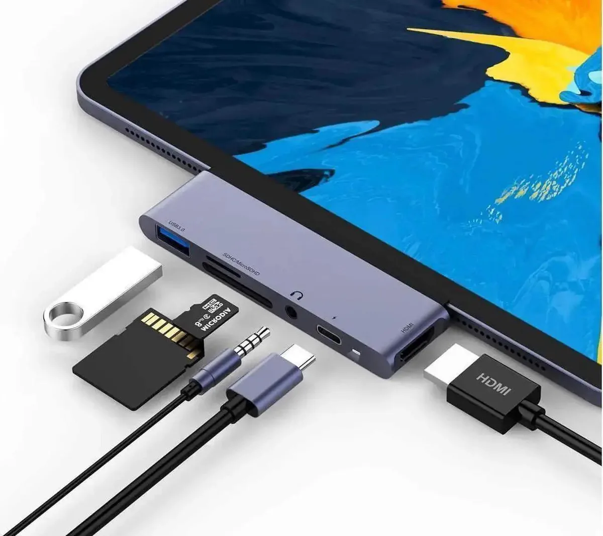 SMUGDESK SMUGDESK 6-in-1 USB C Hub 4K@30Hz HDR HDMI USB3.0 3.5mm Audio 60W PD SD Micro SD — product photo