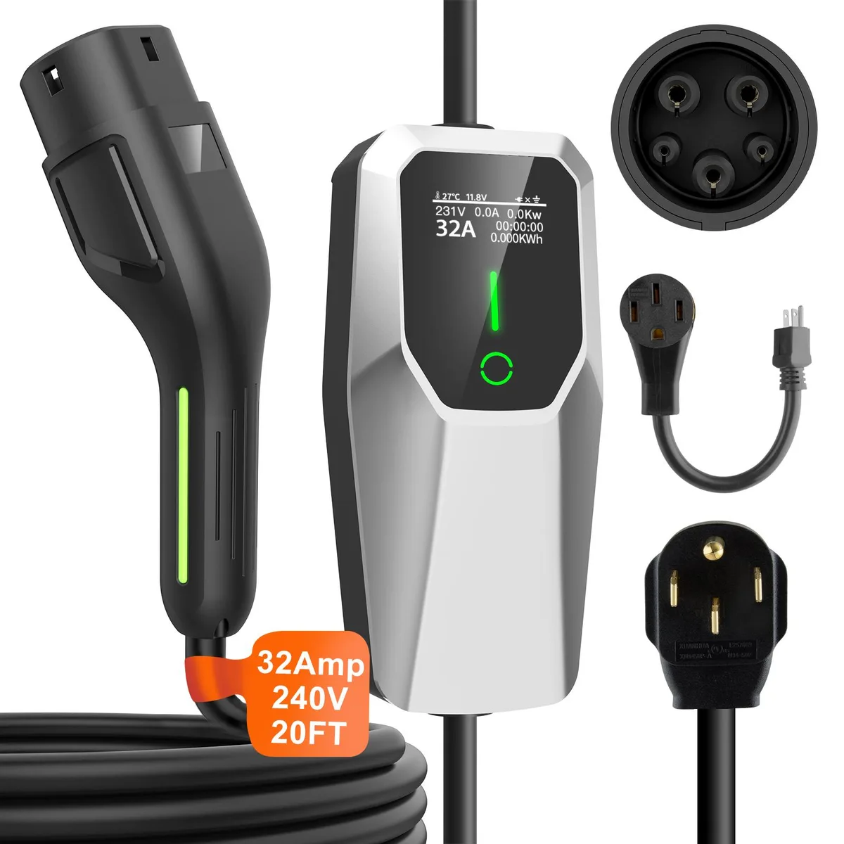 litillbuly litillbuly Portable EV Charger Level 1/2 32A 240V 20ft NEMA 14-50 5-20 SAE-J1772 — product photo