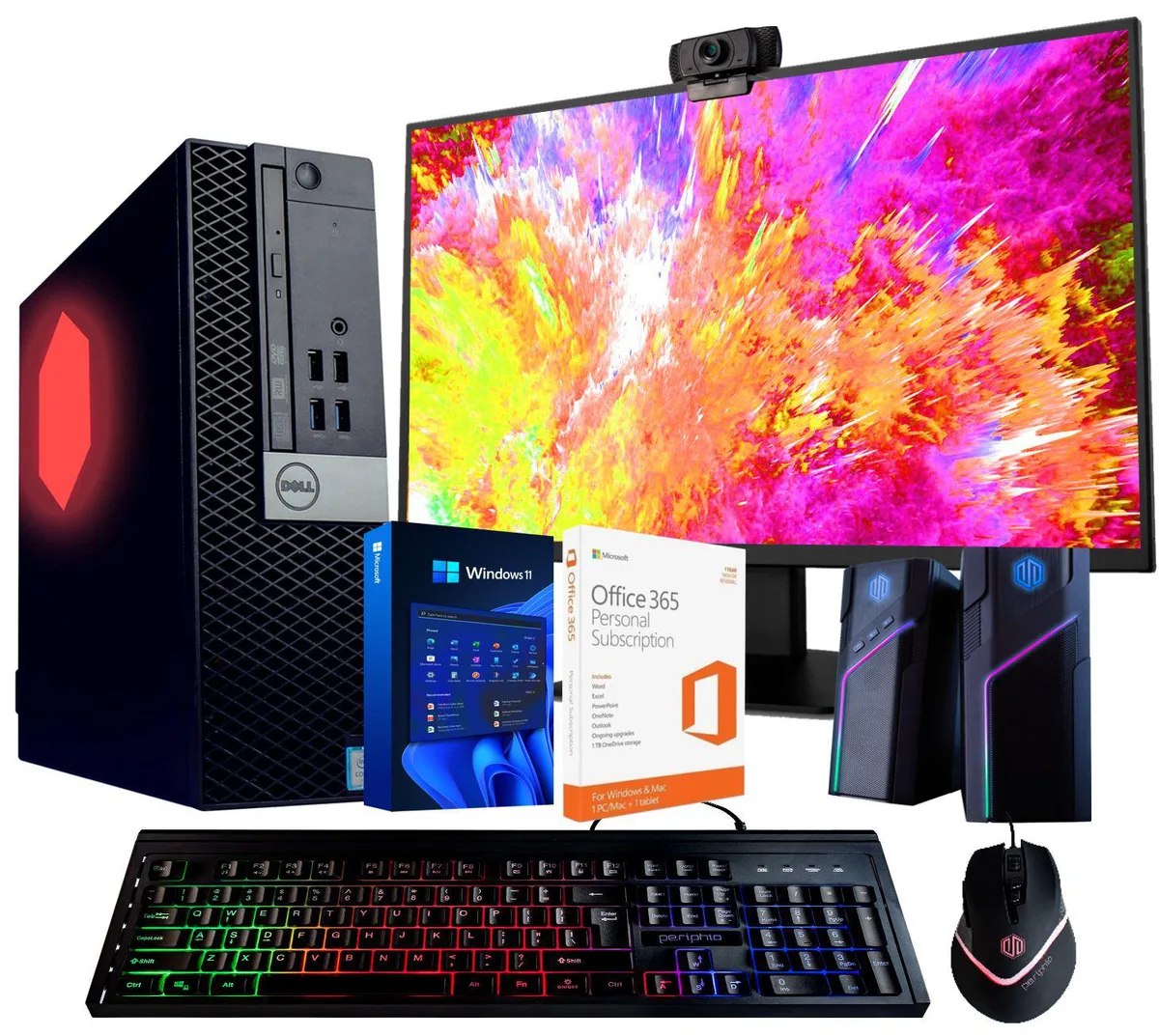 DELL Dell OptiPlex 5060 RGB Desktop PC i5-8500 3.2GHz 8GB 500GB 22" Monitor Webcam RGB Kit Win11 Pro Office 365 — product photo