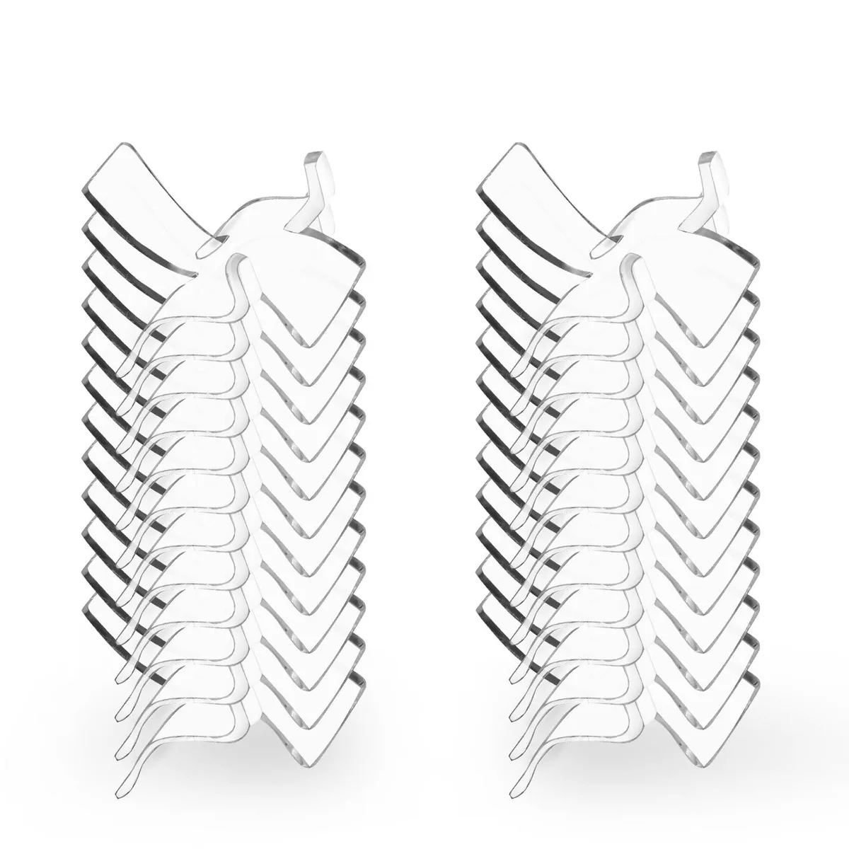 Twenty-four clear acrylic easel stands with three-prong holders