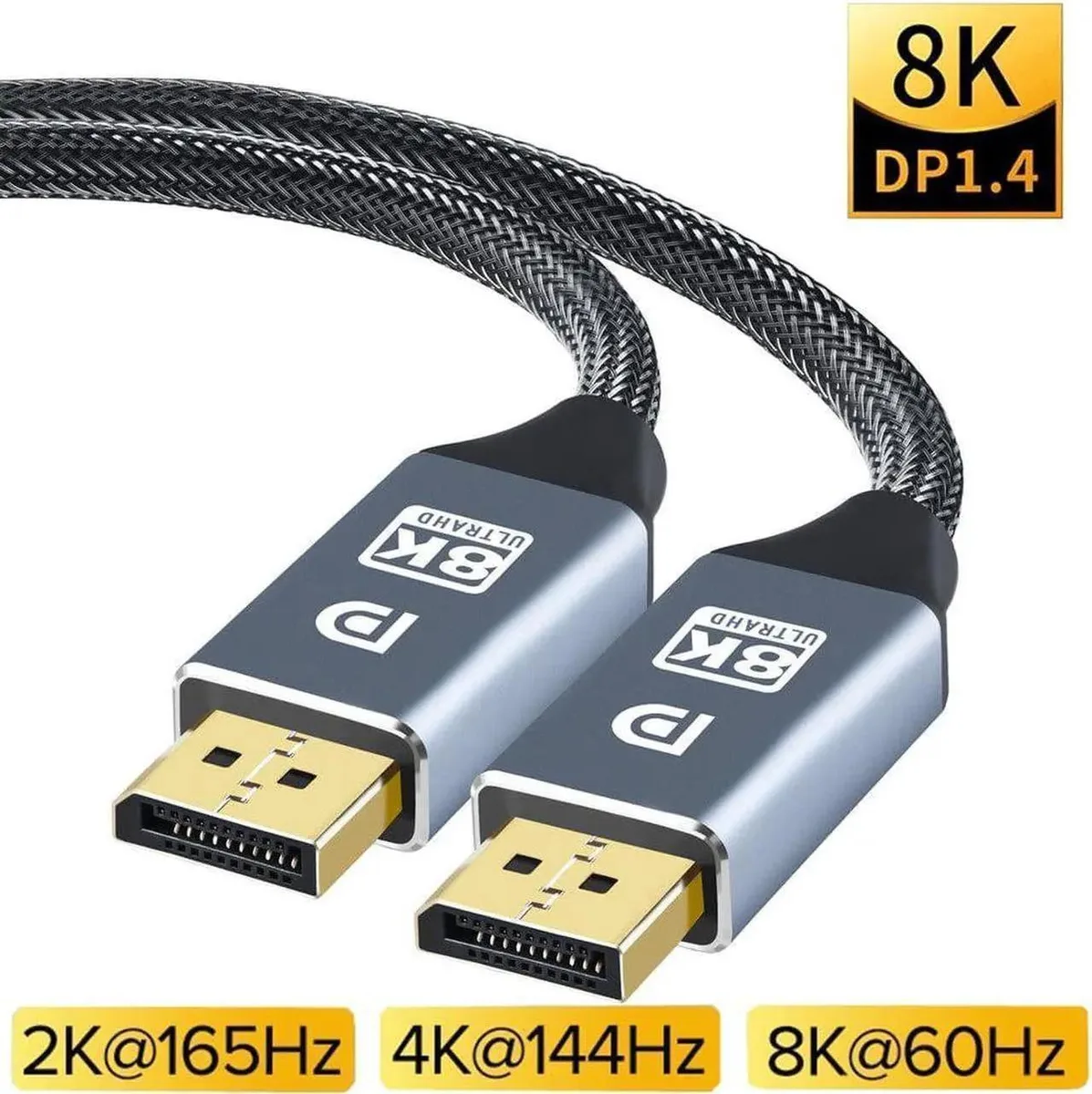 Vszerda Vszerda DisplayPort 1.4 cable 3.3 ft 8K 60Hz 4K 144Hz 2K 240Hz 32.4 Gbps grey — product photo