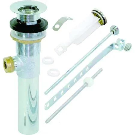 Brass pop-up drain assembly with chrome finish