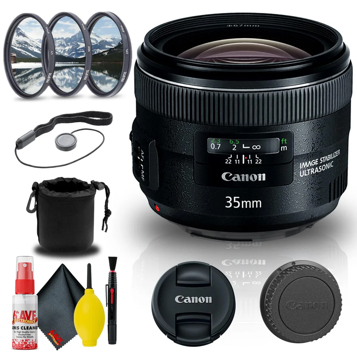 Canon Canon EF 35mm f/2 IS USM Lens 5178B002 + Filter Kit + Pouch — product photo