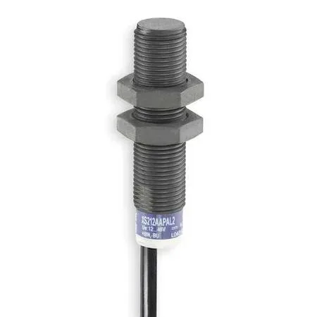 Cylindrical inductive proximity sensor, plastic body, 12 mm diameter, 41 mm length, 2 m cable