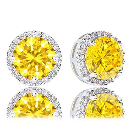 ORROUS &amp; CO ORROUS &amp; CO Legacy Collection 18k Gold Plated Cubic Zirconia Round Halo Stud Earrings 3.45 carats — product photo