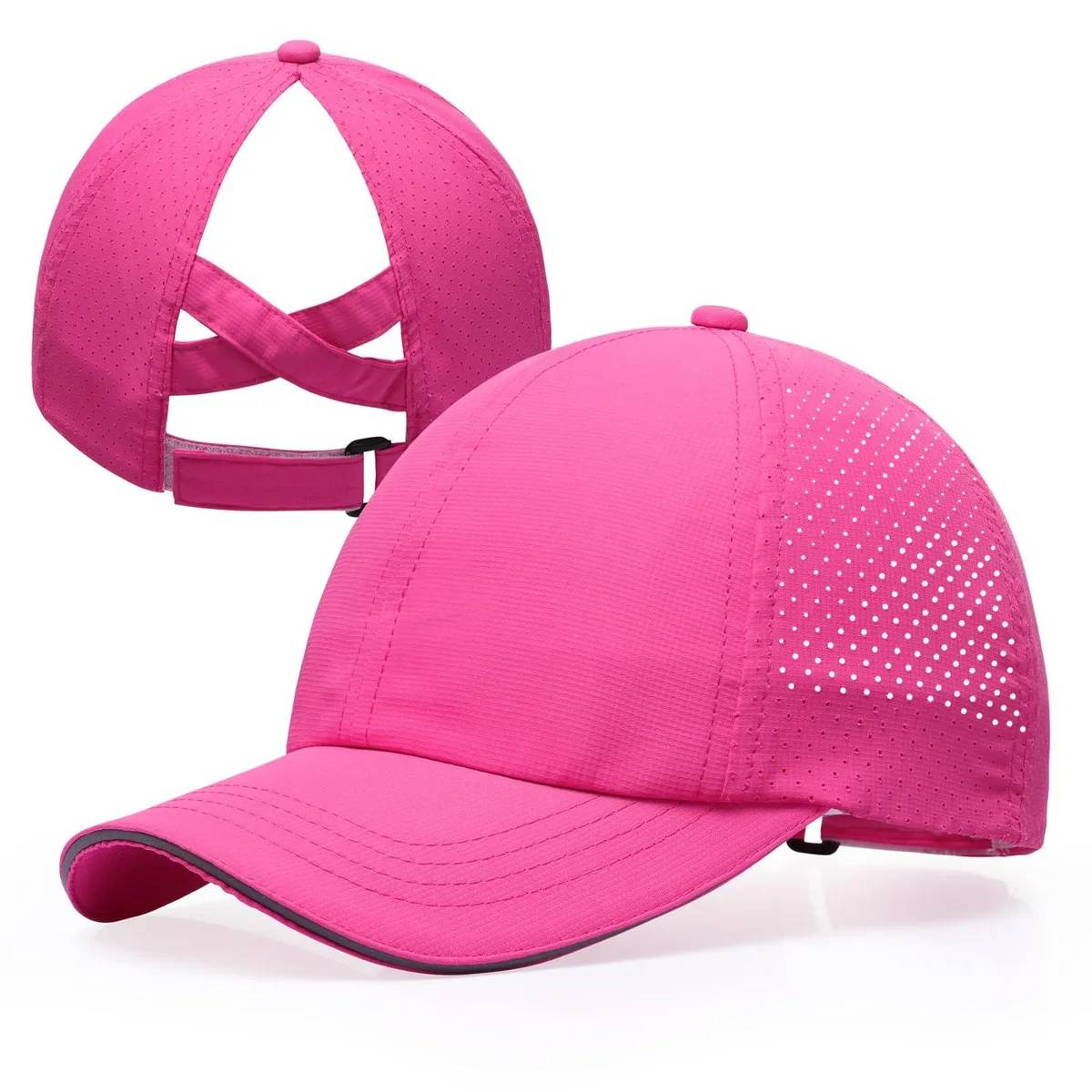WTO486A02 Criss Cross Ponytail Mesh Baseball Cap Black 2.75in Brim 54cm Age 7-12 — product photo