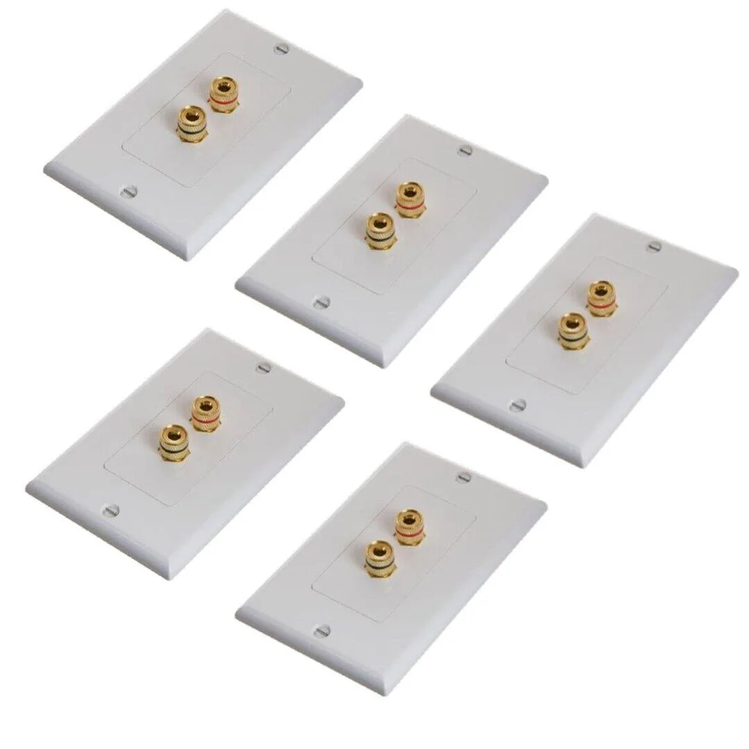 Ethereal Ethereal Spring Banana Binding Post Wall Plate 2 Port White 12 AWG 5 Pack — product photo