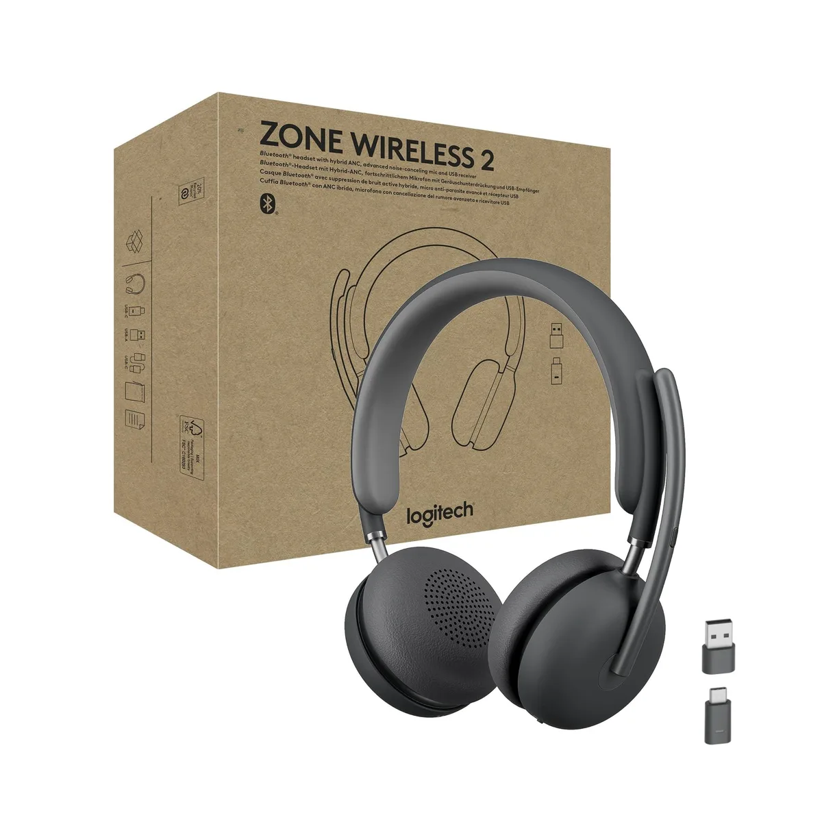 Logitech Logitech Zone Wireless 2 Headset Graphite 2 in 1 accessory — product photo