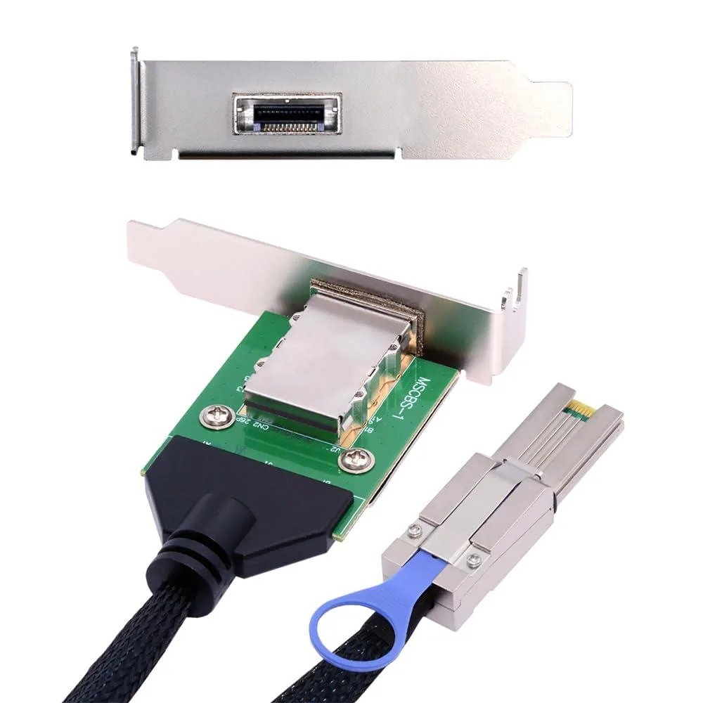 LORDWORLD LORDWORLD External Mini SAS SFF-8088 Male to Female Extension Cable PCBA Low Profile Bracket 50cm 12Gb/s — product photo
