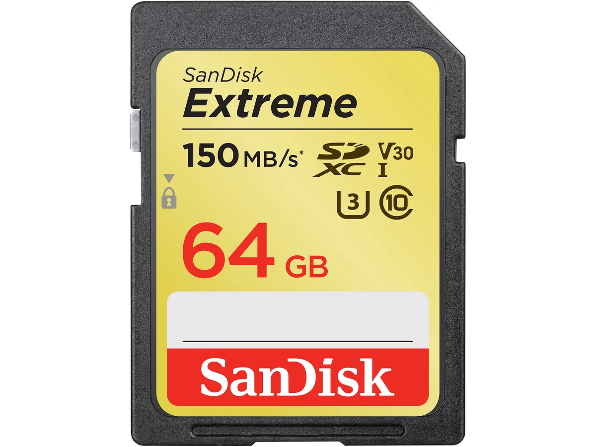 SanDisk SanDisk Extreme 64GB SDXC UHS-I U3 V30 150MB/s SDSDXV6-064G-GNCIN memory card — product photo