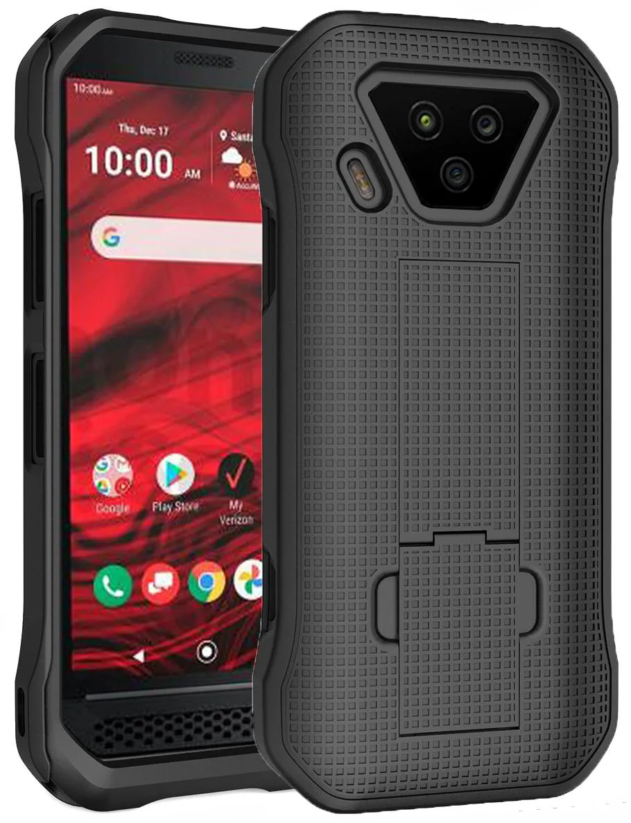 Nakedcellphone Nakedcellphone Ribbed Slim Case with Kickstand for Kyocera DuraForce Ultra 5G UW (E7110) Black — product photo