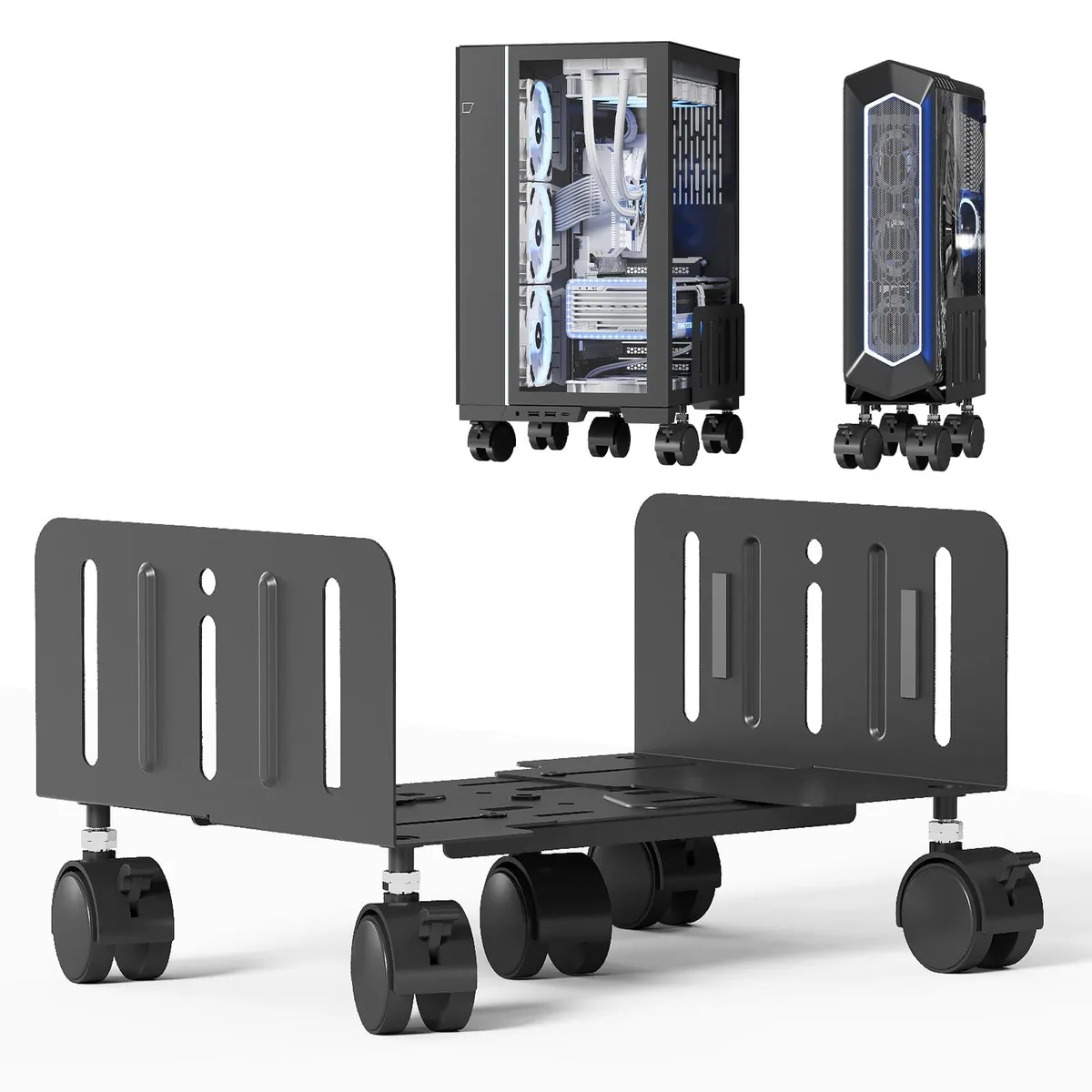  JOY worker CH01-S-B Computer Tower Stand 4.9"-13.9" Adjustable 66 lbs 5 Wheels — product photo