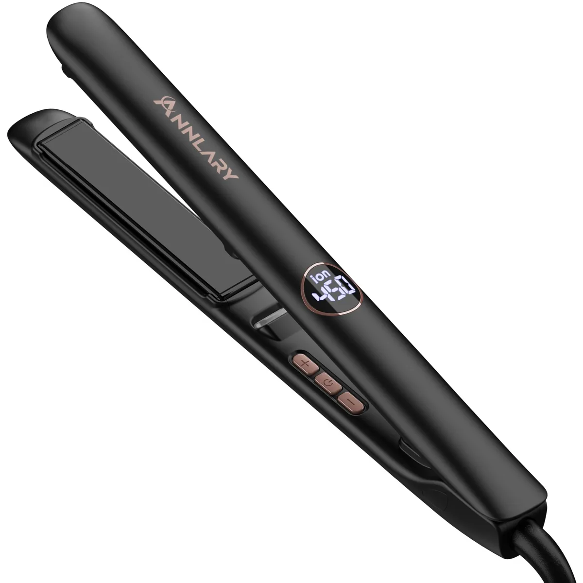 White 13-inch flat iron with 1-inch floating plates and LED display