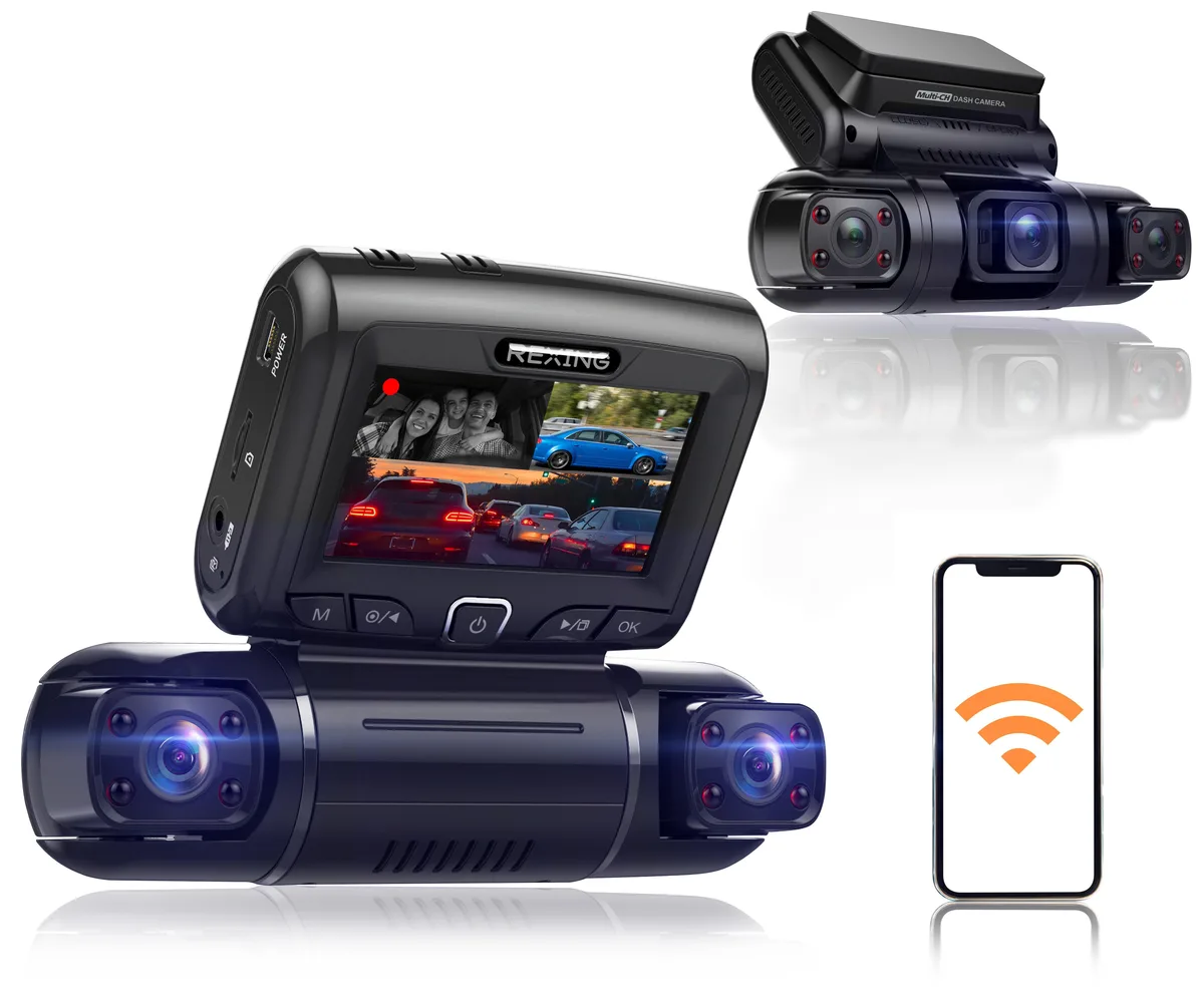 Rexing Rexing S3 3-Channel Onboard Camera System 1080p+1080p+1080p 170° GPS WiFi Supercapacitor — product photo