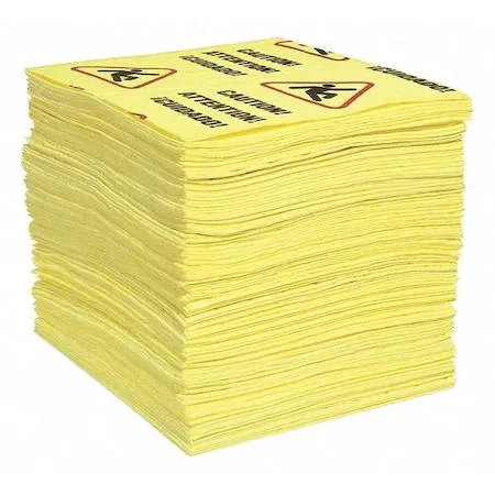 Yellow perforated sorbent pad 15 by 19 inches pack of 100
