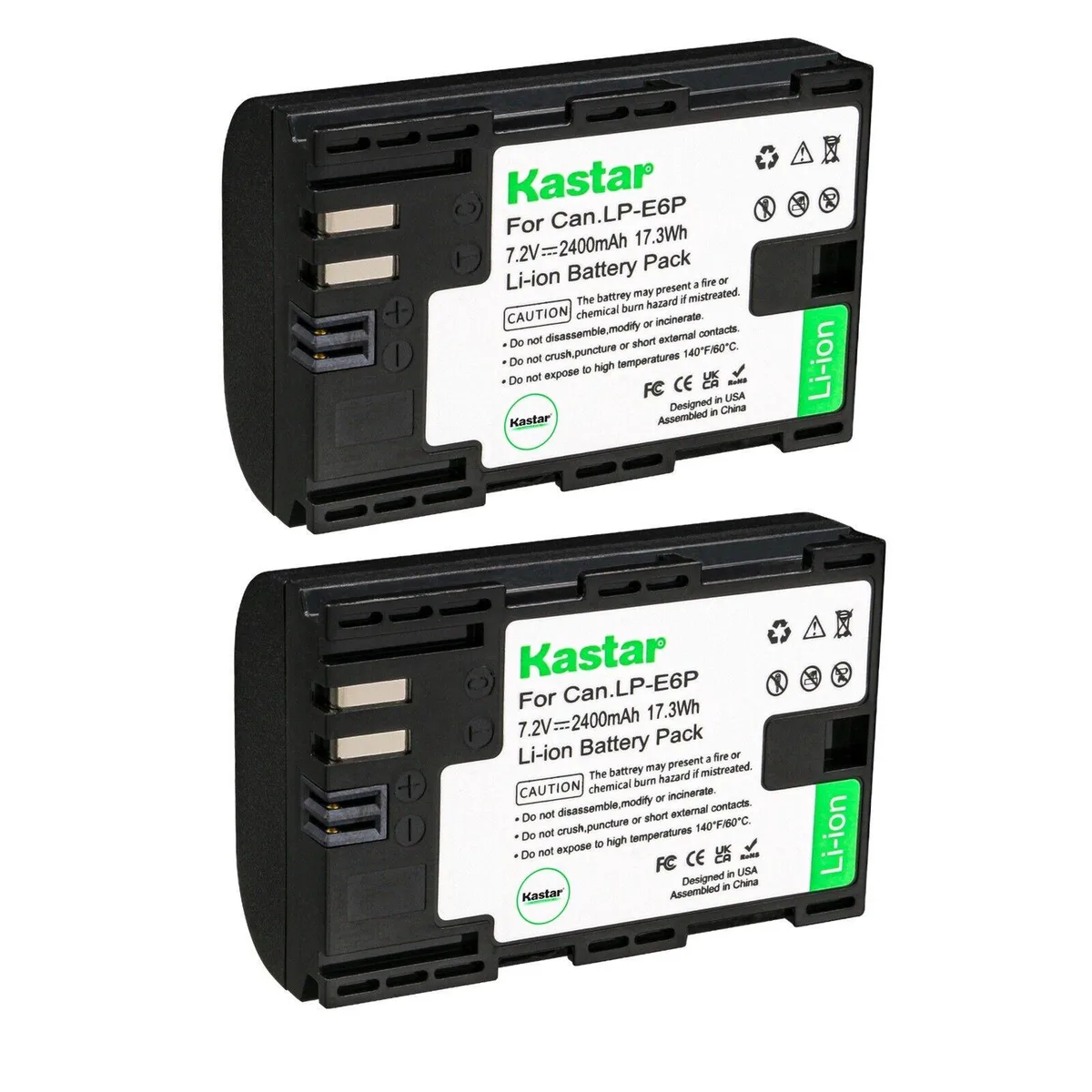 Kastar Kastar 2-Pack LP-E6P 2400 mAh 17.3 Wh Li-Ion Camera Battery — product photo