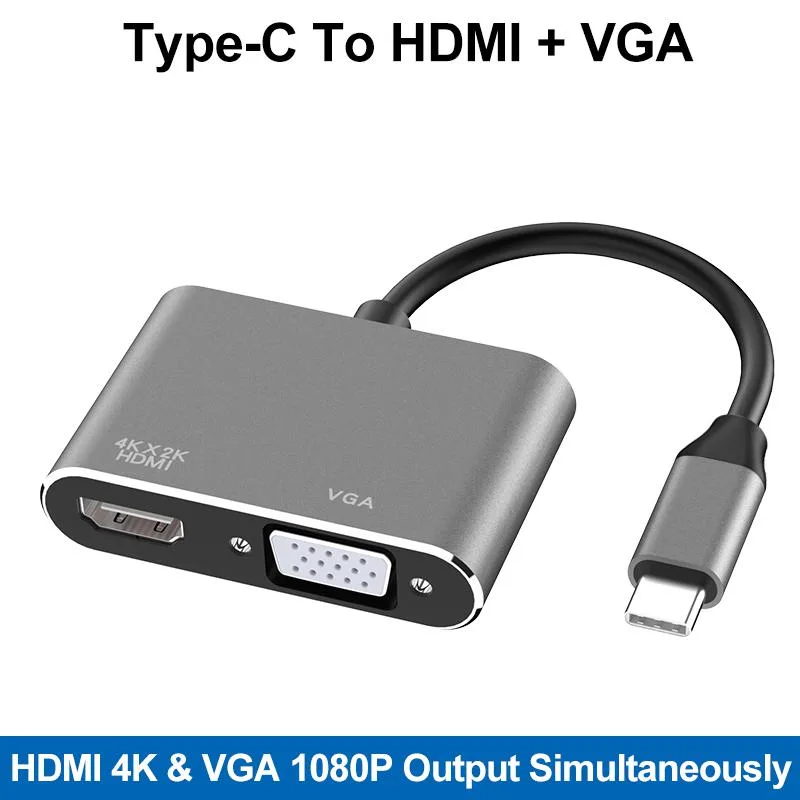 COFIER COFIER USB 3.1 Type-C to HDMI VGA Adapter Grey — product photo