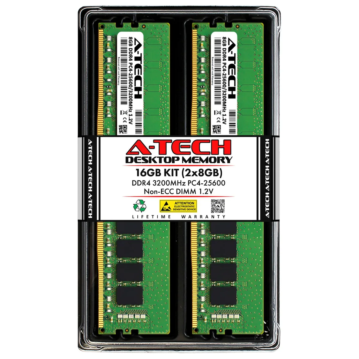 A-Tech A-Tech 16GB (2x8GB) DDR4 3200MHz CL22 Desktop RAM — product photo
