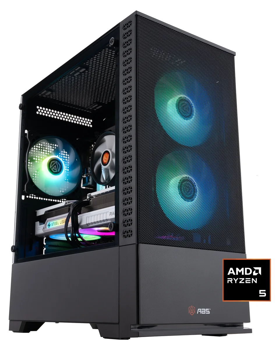 ABS ABS CR9600X9060XT16G gaming PC Ryzen 5 9600X Radeon RX 9060 XT 16GB 32GB DDR5 1TB NVMe — product photo