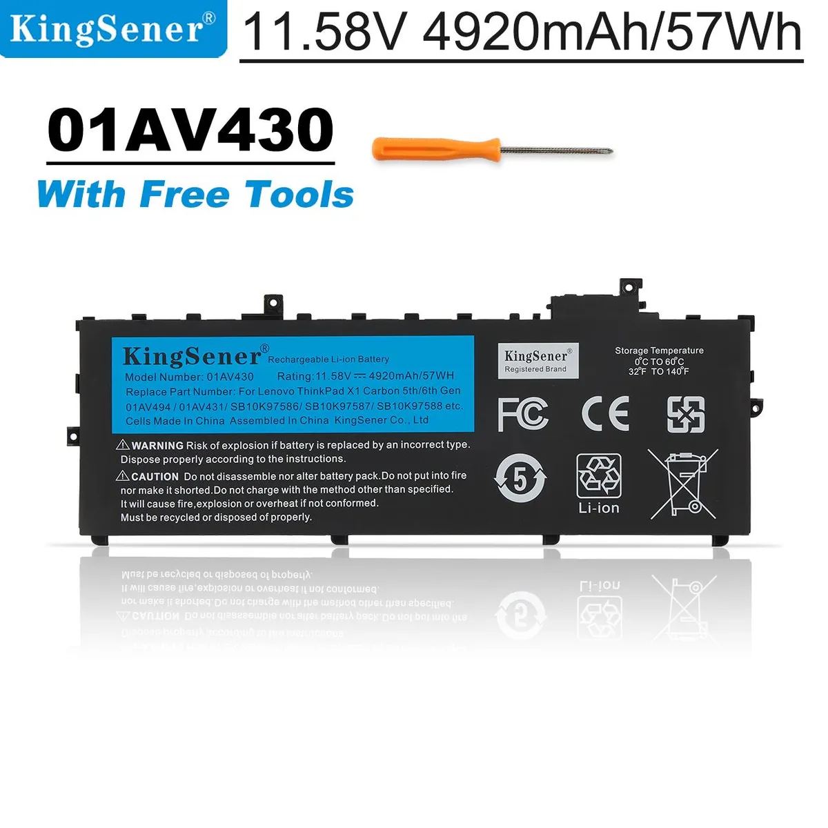 KingSener KingSener 01AV430 4.92Ah 11.58V laptop battery — product photo