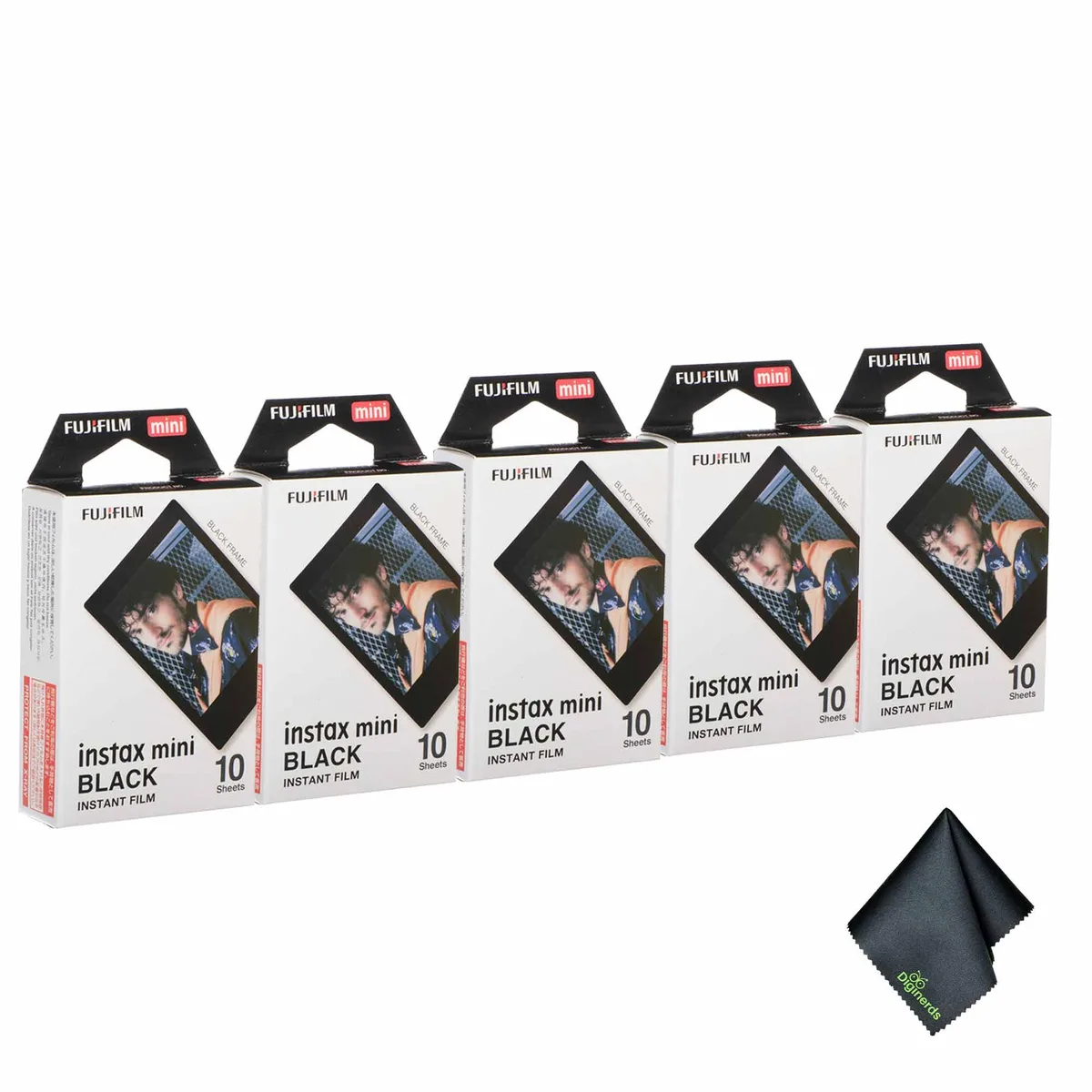 FUJIFILM FUJIFILM INSTAX MINI Black Instant Film 10 Exposures + Microfiber Cloth — product photo