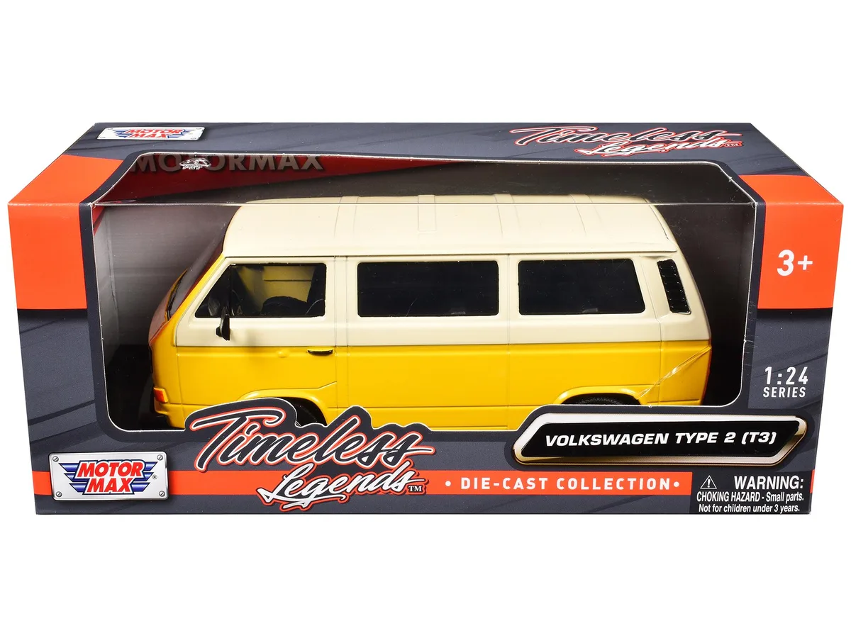 MOTORMAX MOTORMAX Volkswagen Type 2 T3 Van Yellow Beige Timeless Legends 1/24 Diecast — product photo