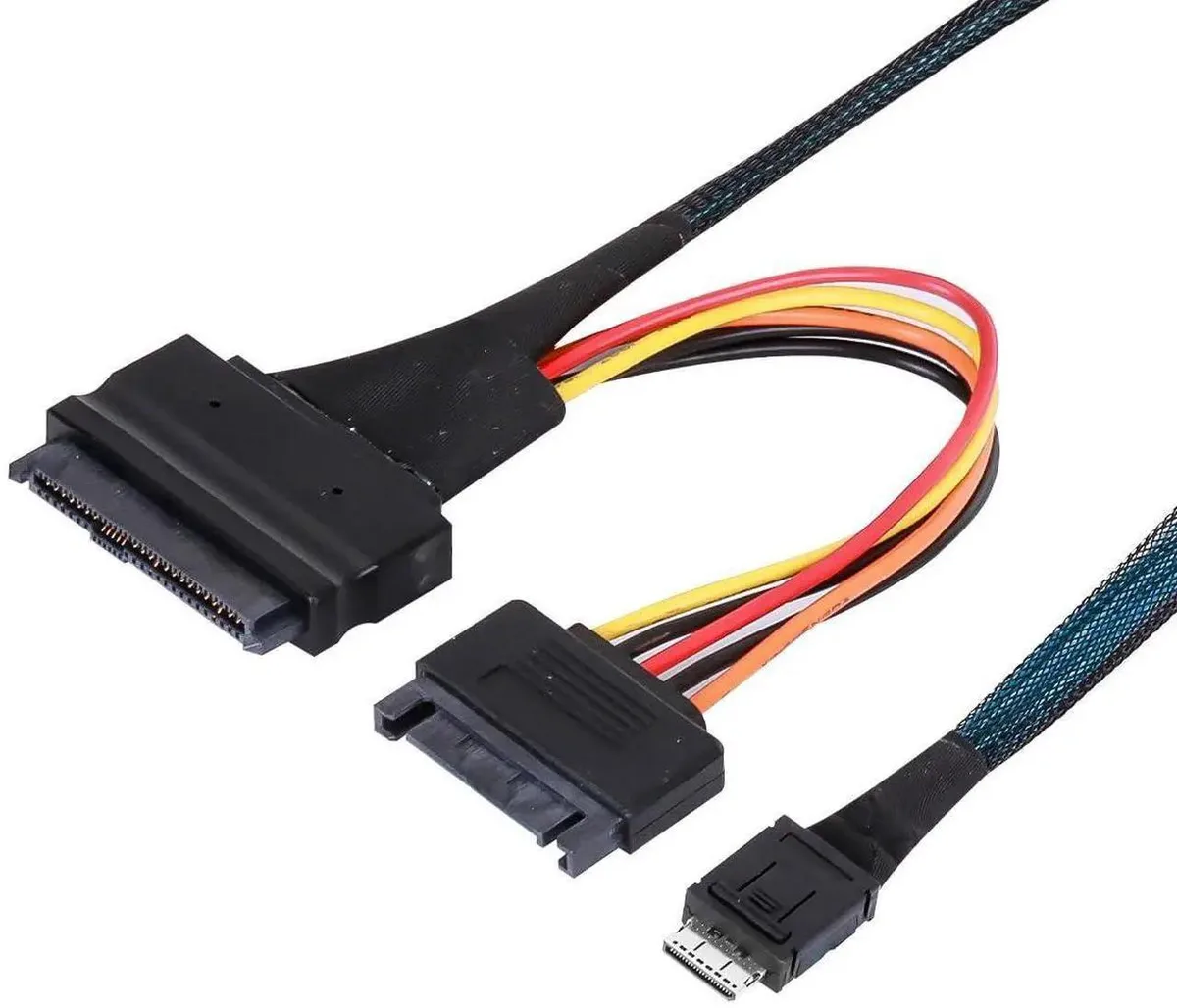SMUGDESK SMUGDESK CAB861139 50cm Oculink 4i SFF8611 to U.2 SFF8639 NVMe Adapter 38Pin 68Pin 15Pin SATA Power — product photo