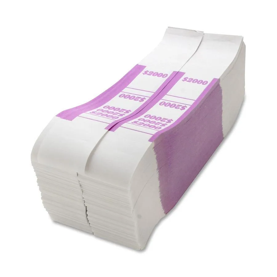 Sparco Products Sparco Products BS2000WK Cash Handling Violet Kraft 1000/Box $2000 Bill Strap — product photo