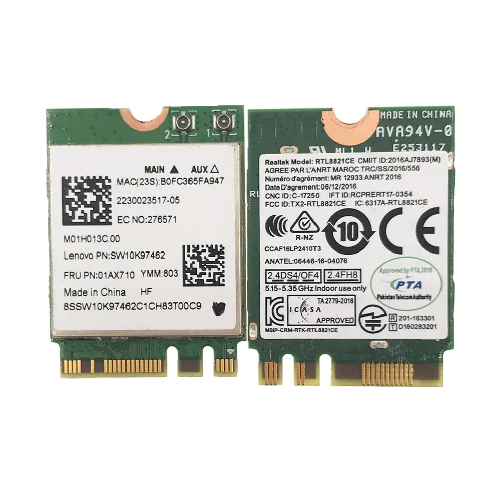YEPLOOK YEPLOOK RTL8821CE 802.11AC 1X1 Wi-Fi+BT 4.2 Combo Adapter Card FRU 01AX710 — product photo