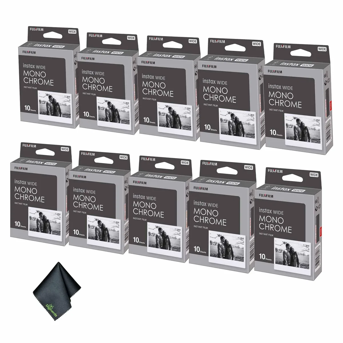 FUJIFILM FUJIFILM INSTAX Wide Monochrome Instant Film 10 Sheets + Cloth — product photo