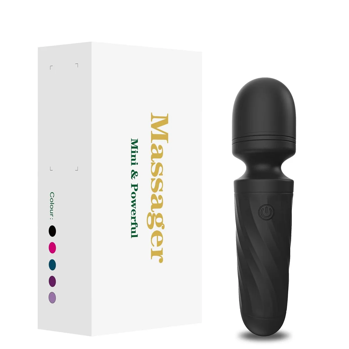 Blue mini wand massager, smooth cylindrical shape, compact size