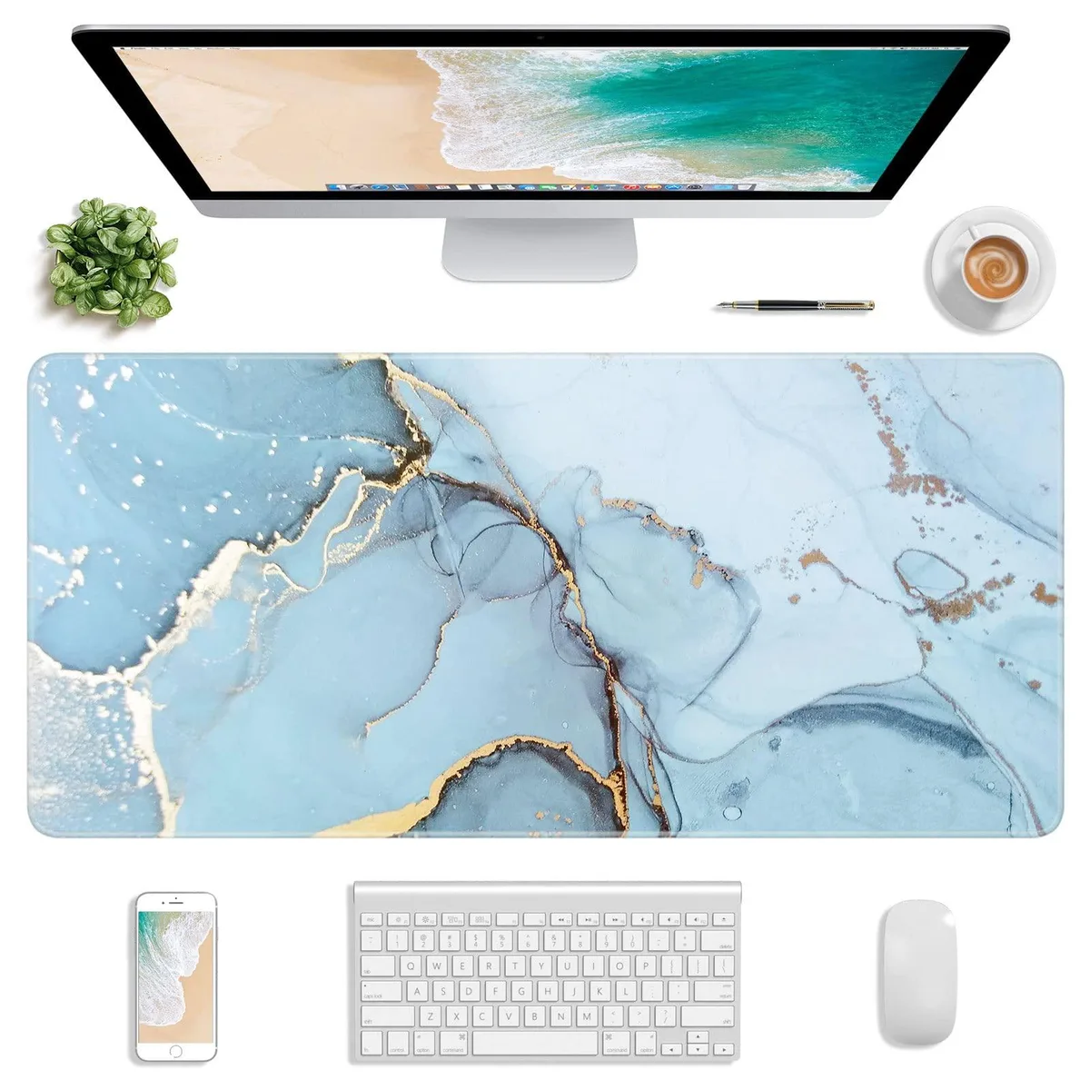 KEHIPI KEHIPI 30 x 14 Inch Extended Mouse Pad Blue Marble — product photo