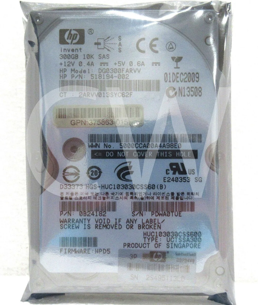 HP HP DG0300FARVV 300GB 10000RPM 2.5" SAS internal hard drive — product photo