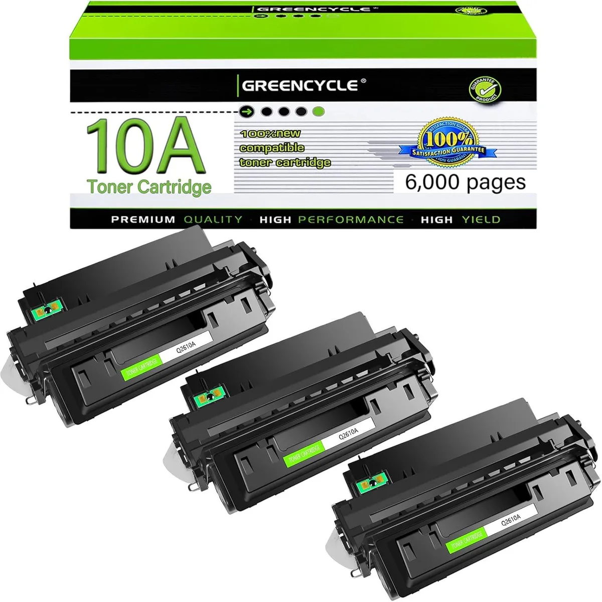 GREENCYCLE GREENCYCLE Q2610A Compatible Toner Cartridge 3-Pack Black 6000 Pages — product photo