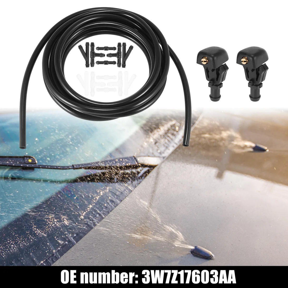 Unique-Bargains Unique-Bargains Front Windshield Washer Hose Kit Ford F150 2004-2013 3m Hose 12 Connectors Black — product photo