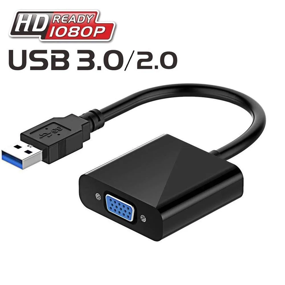 ESTONE ESTONE USB 3.0 to VGA Adapter Converter Full HD External Video Card Multi-Display Video Converter Win (Black) — product photo