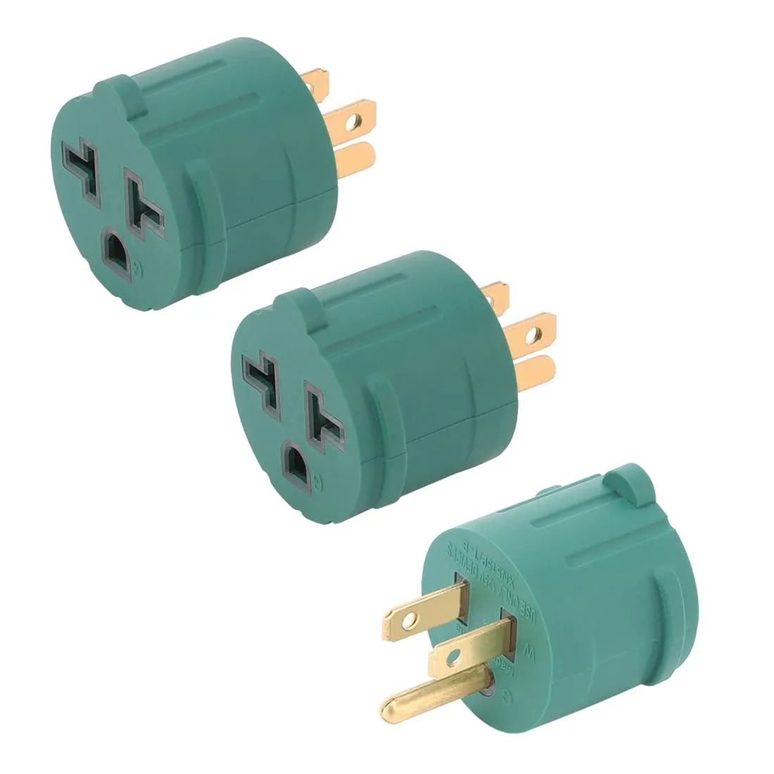 LORDWORLD LORDWORLD NEMA 5-15P to 5-15/20R 6-15/20R Adapter 3-Pack 15A 20A 125V Green — product photo