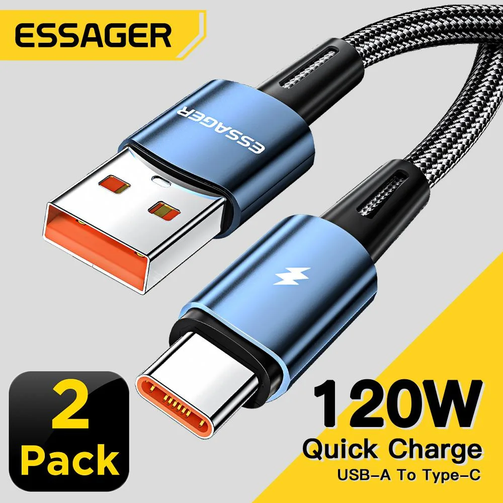 ESTONE ESTONE Essager CGA120W USB-C Cable 6A 120W Blue 3.3ft 2-Pack — product photo