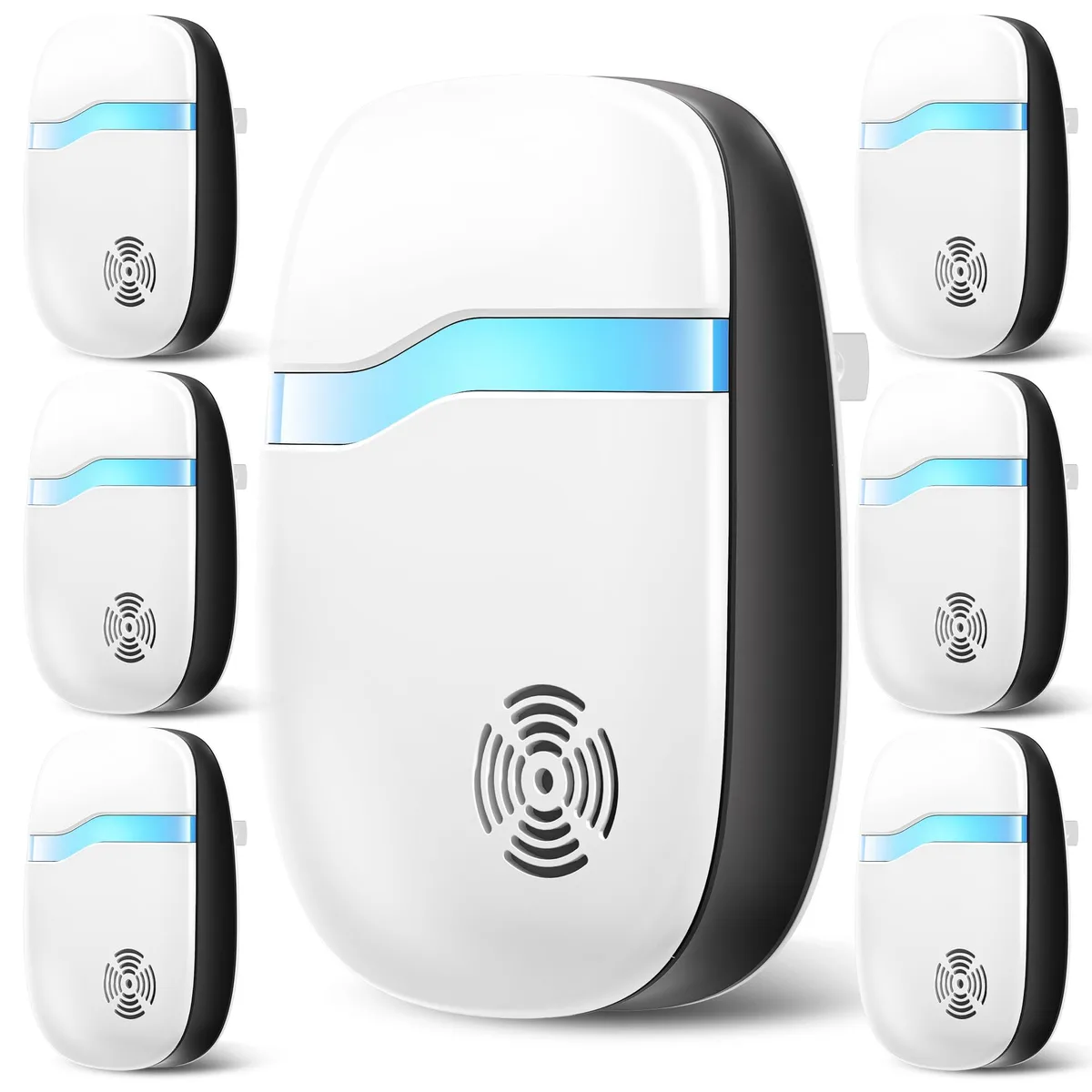 White rectangular plug-in ultrasonic pest repeller with front speaker grille