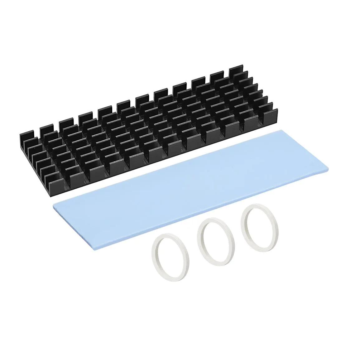 Unique-Bargains Unique-Bargains M.2 Aluminum Heatsink Kit 70x22x6mm Slotted Black with Silicone Thermal Pads for 2280 SSD — product photo