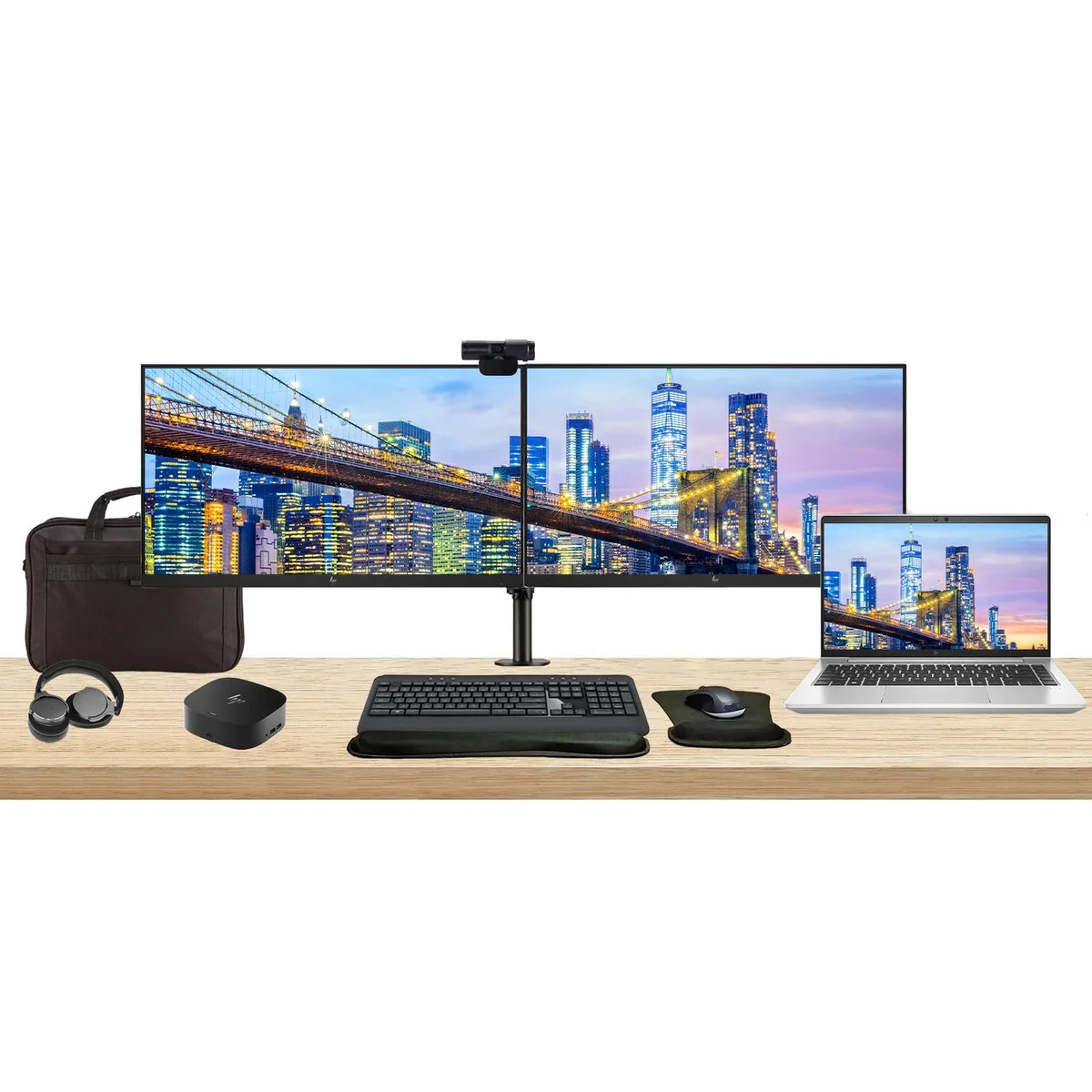 HP HP EliteBook 640 G10 14" i5-1345U 16GB 256GB SSD Bundle Dual 24" Monitors Dock Peripherals — product photo
