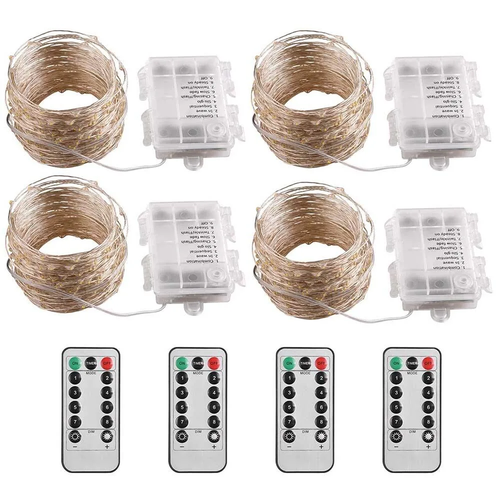 Yescom USA, Inc. Yescom USA, Inc. 4 Pack 66 ft LED Warm White Starry String Lights 8 Modes Remote IP44 — product photo