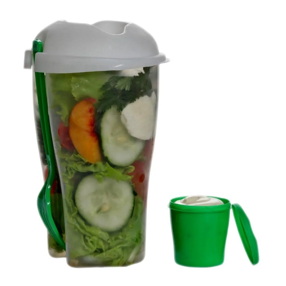 As Seen On TV As Seen On TV Salad Fresh To Go Container with Dressing and Fork Green — product photo