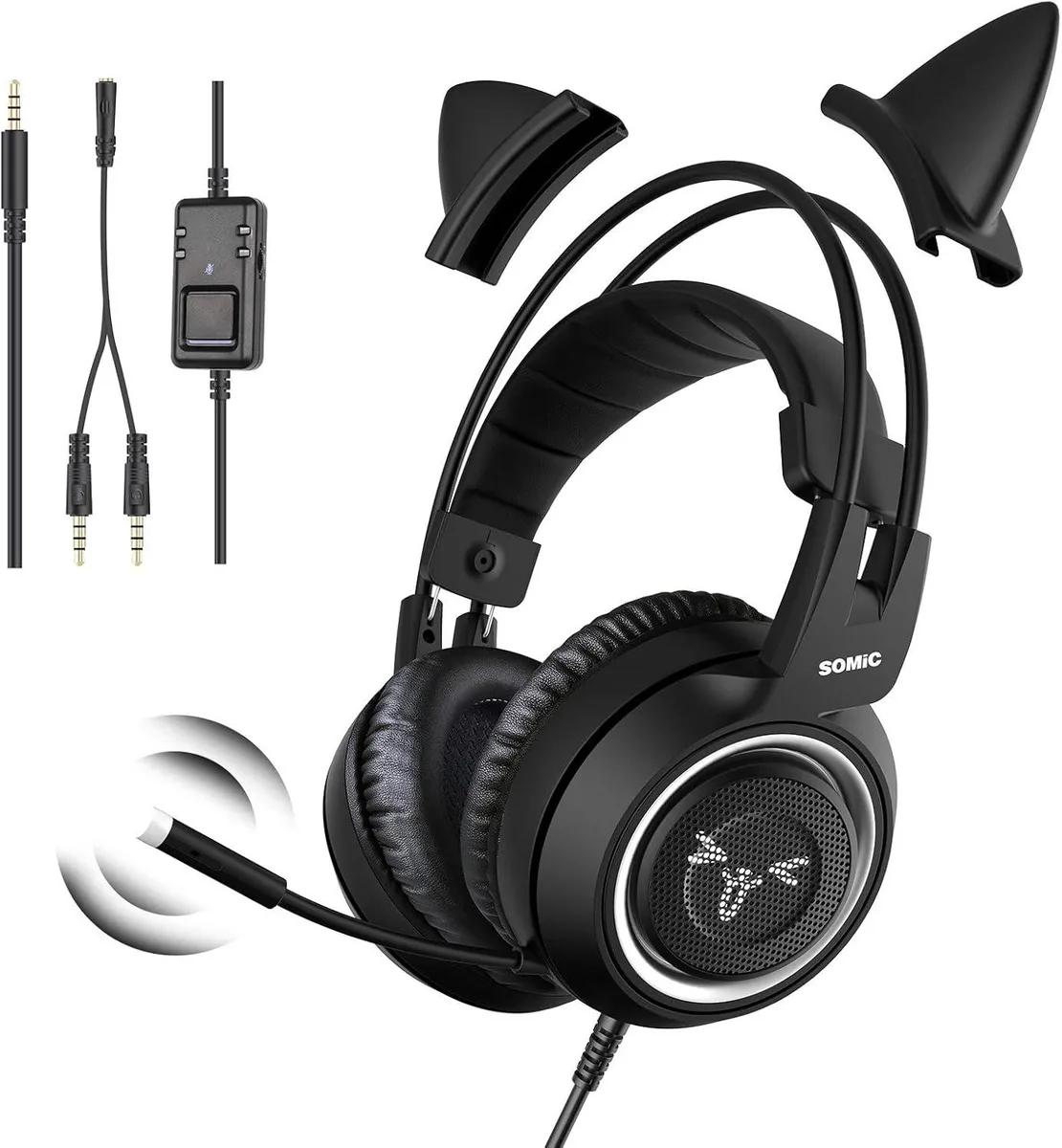 Corn Electronics Corn Electronics G951S Black Cat Ear Headset 40 mm 3.5 mm 360° Mic — product photo
