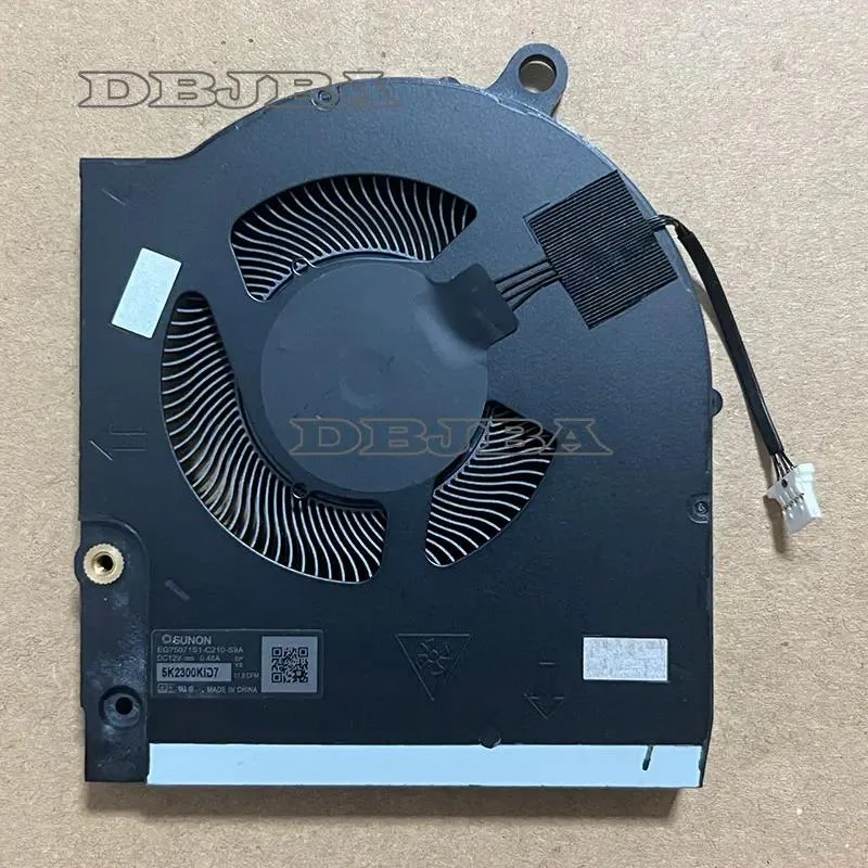 Small black rectangular laptop GPU cooling fan with wire connector