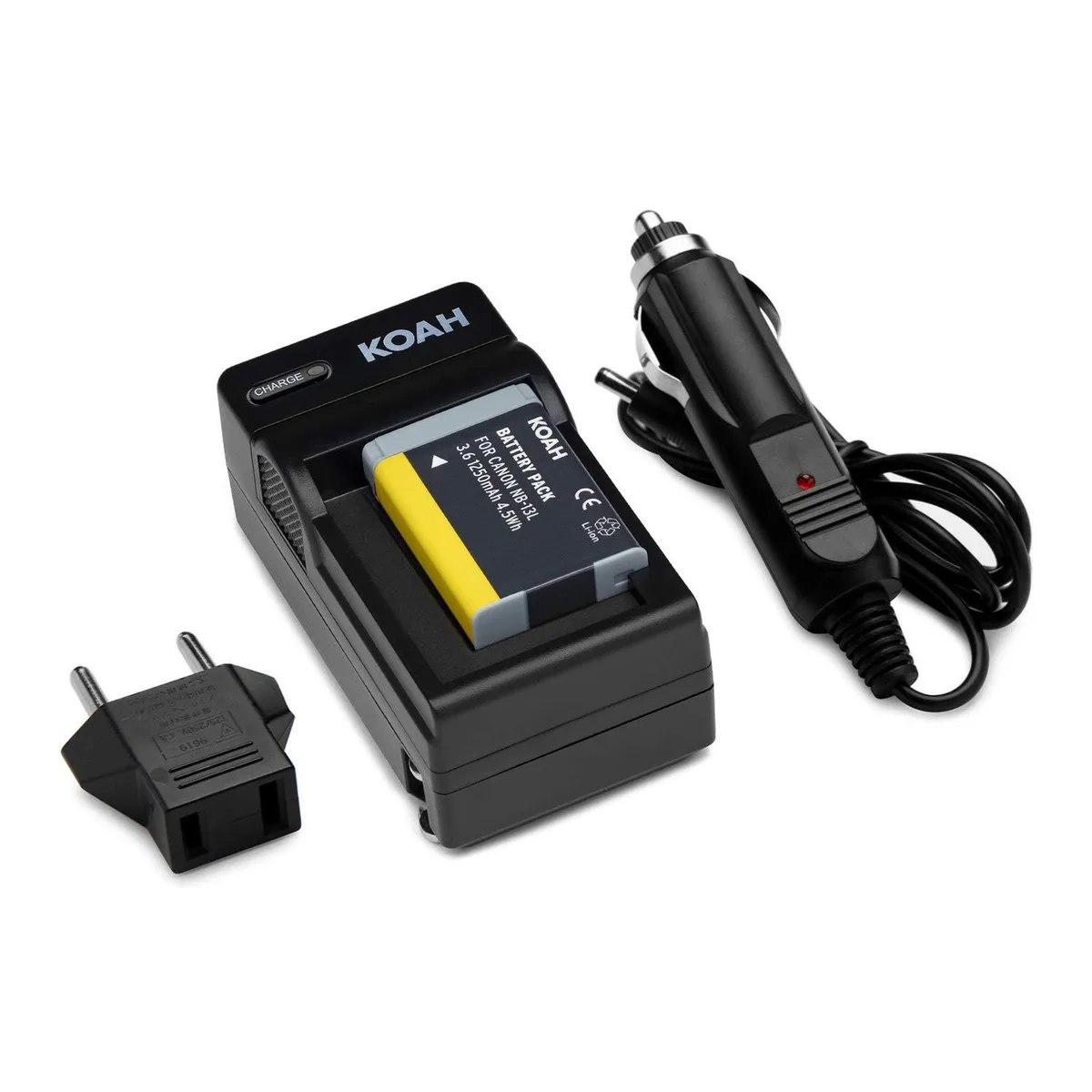 Koah Koah PRO 1250 mAh Li-Ion Battery &amp; Charger for Canon NB-13L — product photo