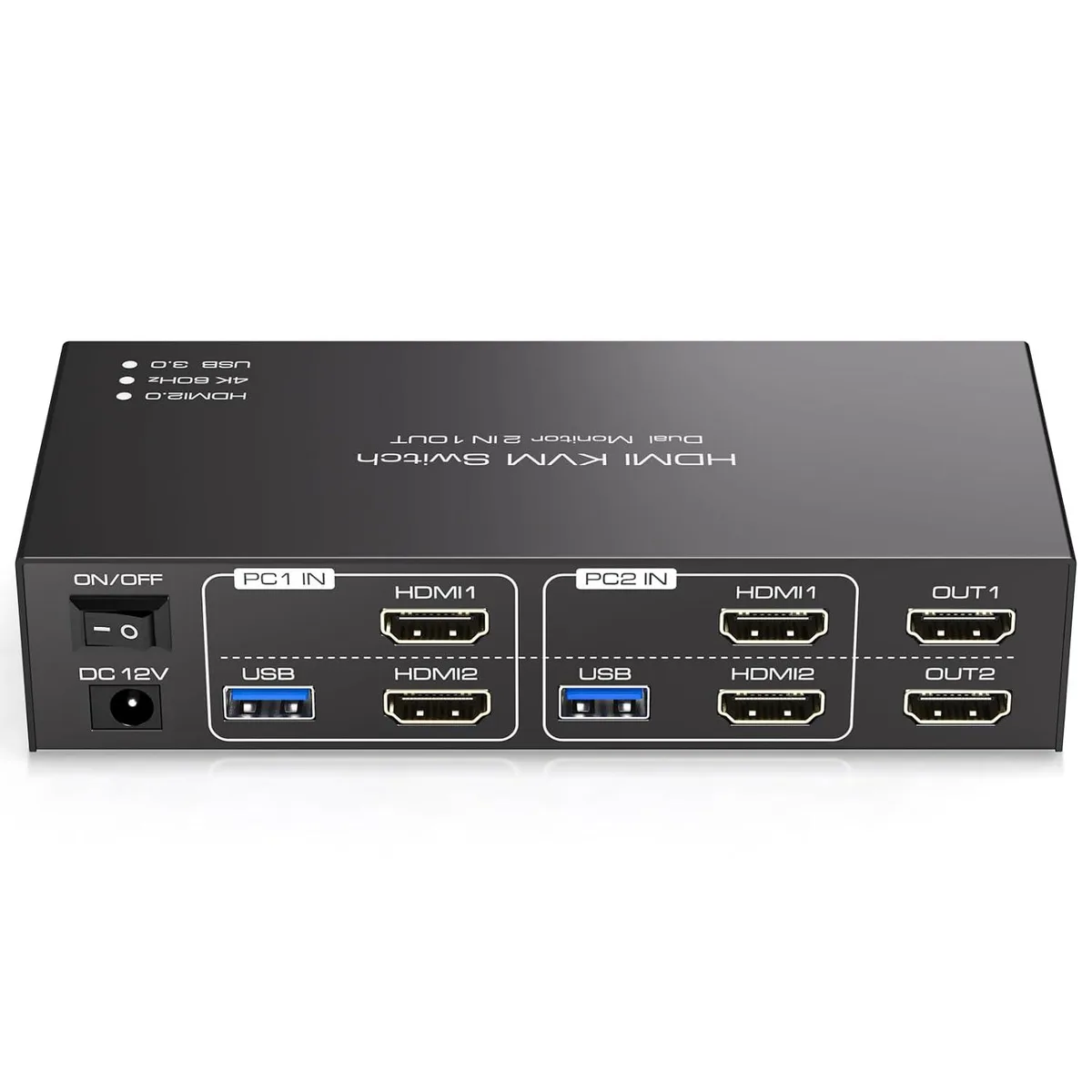 IHDAPP IHDAPP 2x2 HDMI KVM Switch Dual Monitor 2 Computers 4K@60Hz USB 3.0 4 Ports Wired Controller — product photo