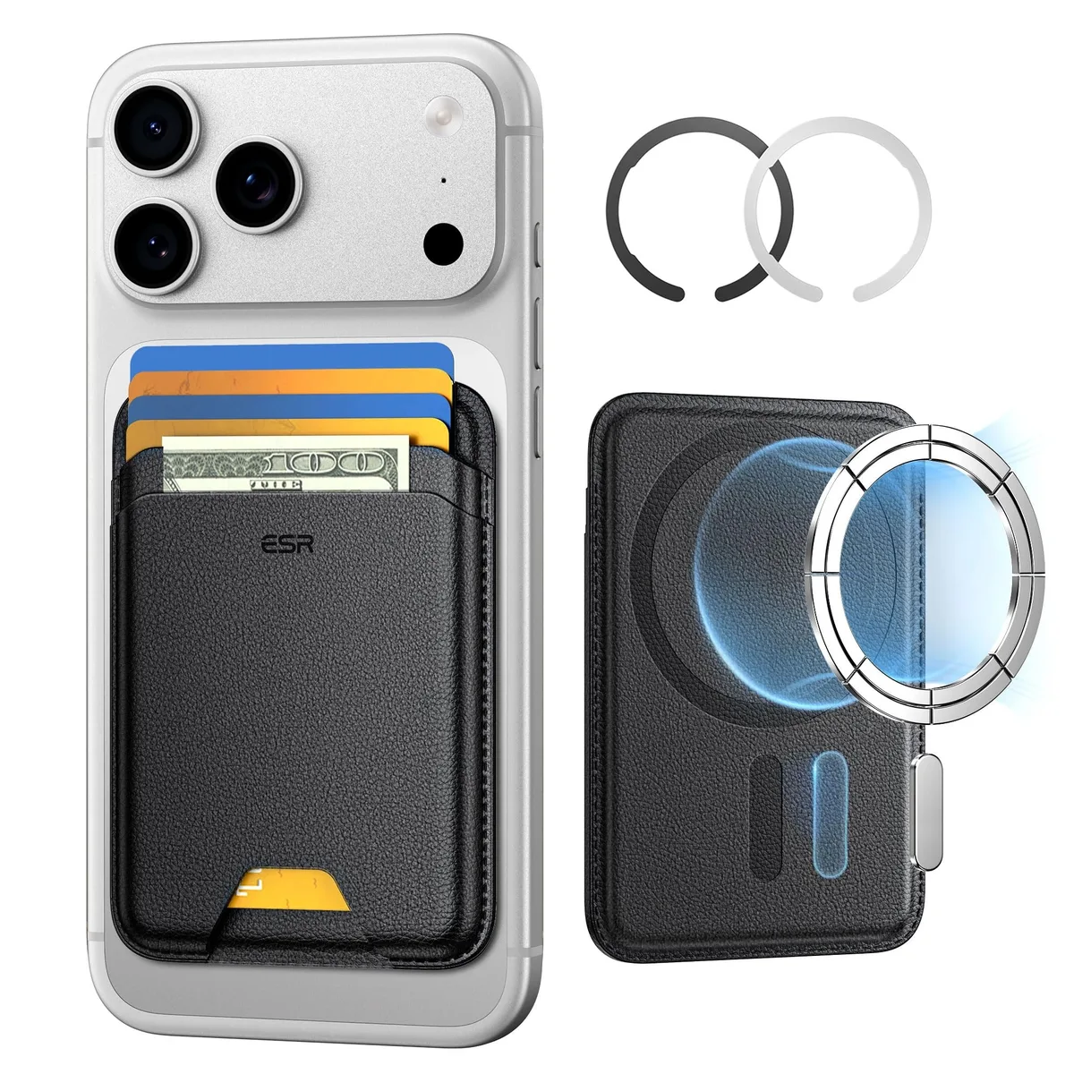  Viator Gear 2k638 MagSafe Wallet 5 Card RFID Sticker iPhone 17e 17 16 15 14 13 12 Samsung Black — product photo